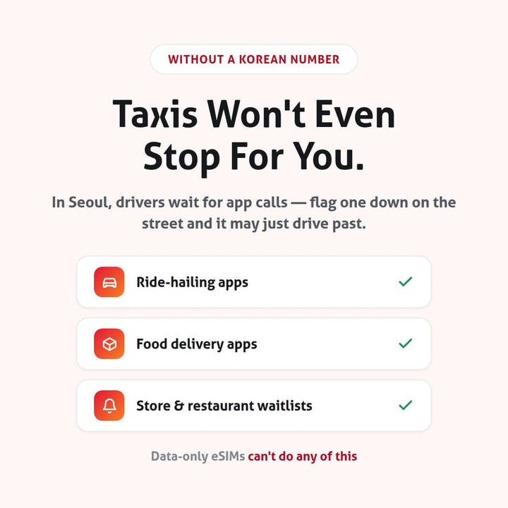 Without a Korean number, taxis won't even stop for you
