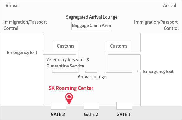 SK Telecom booth map for Gimhae Airport